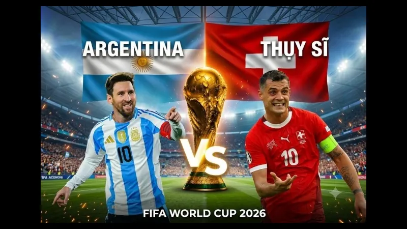 Cầu thủ Argentina và Thụy Sĩ tranh chấp trên sân Cầu thủ Argentina và Thụy Sĩ tranh chấp trên sân